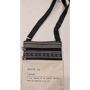 Swiftie Noun Canvas Crossbody Bag Black White Tribal Print Definition